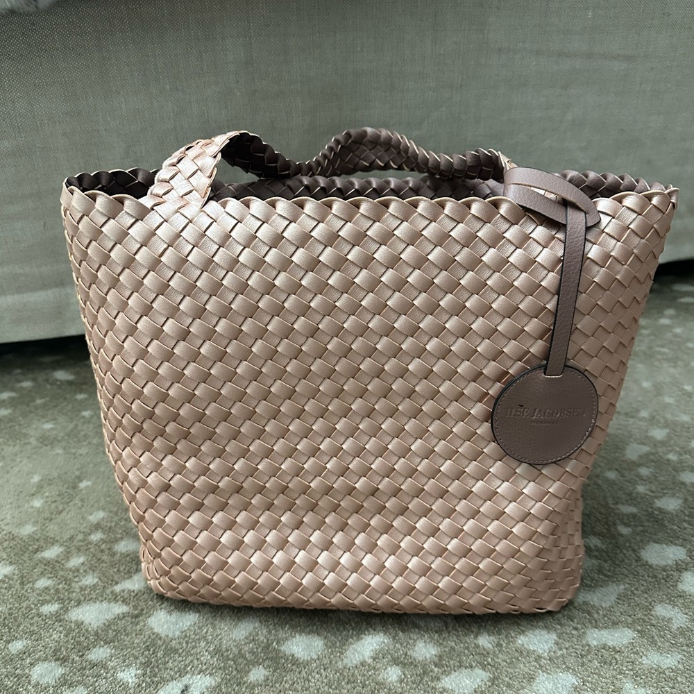 Ilse Jacobsen Tan Geometric Tote Bag